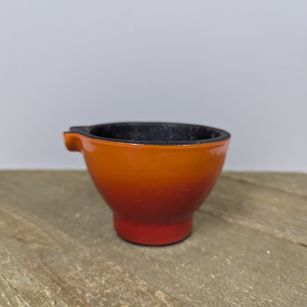 Le Cuistot Enameled Cast Iron Butter Warmer Pourer Red Orange 4x3